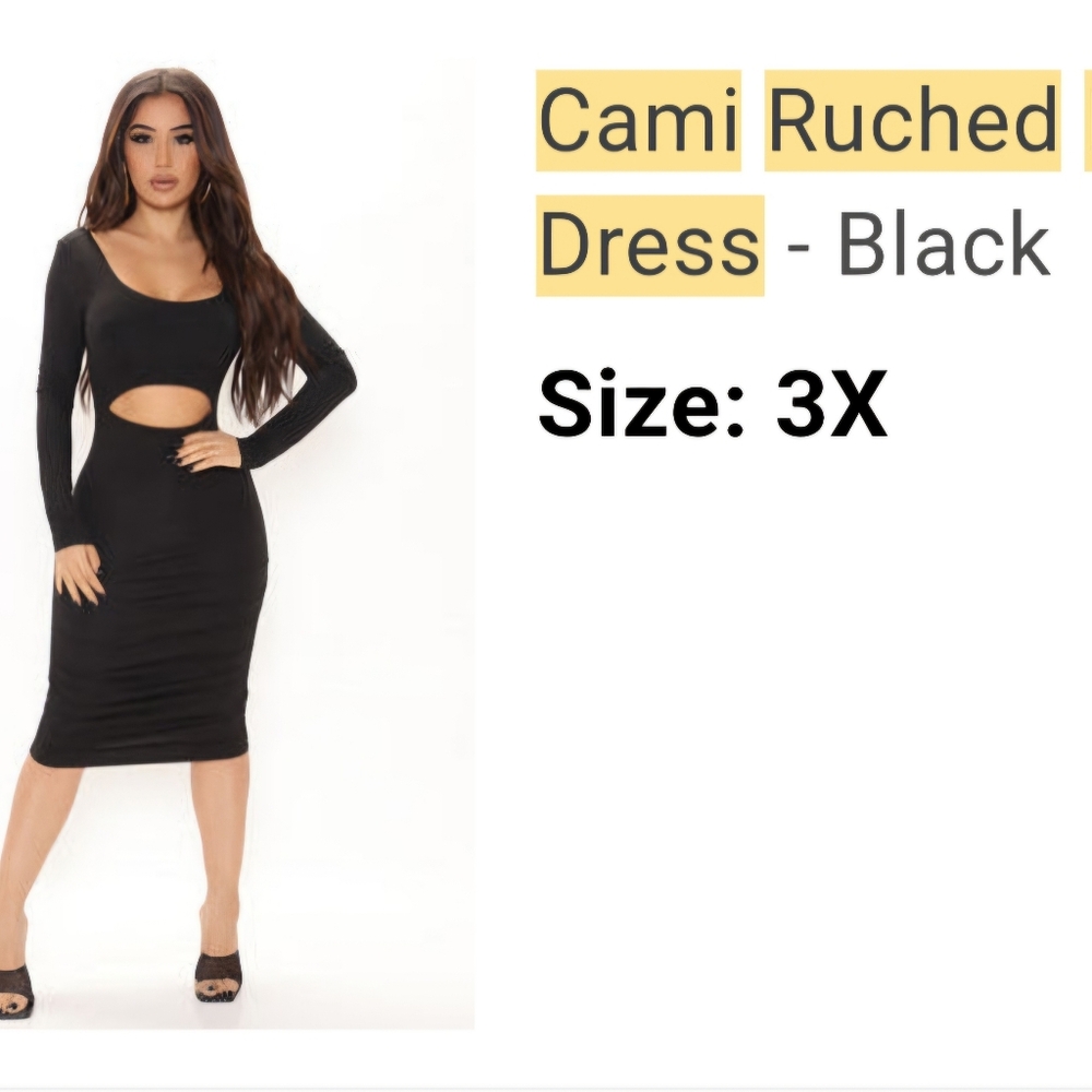 FashionNova Black Ruched Dress